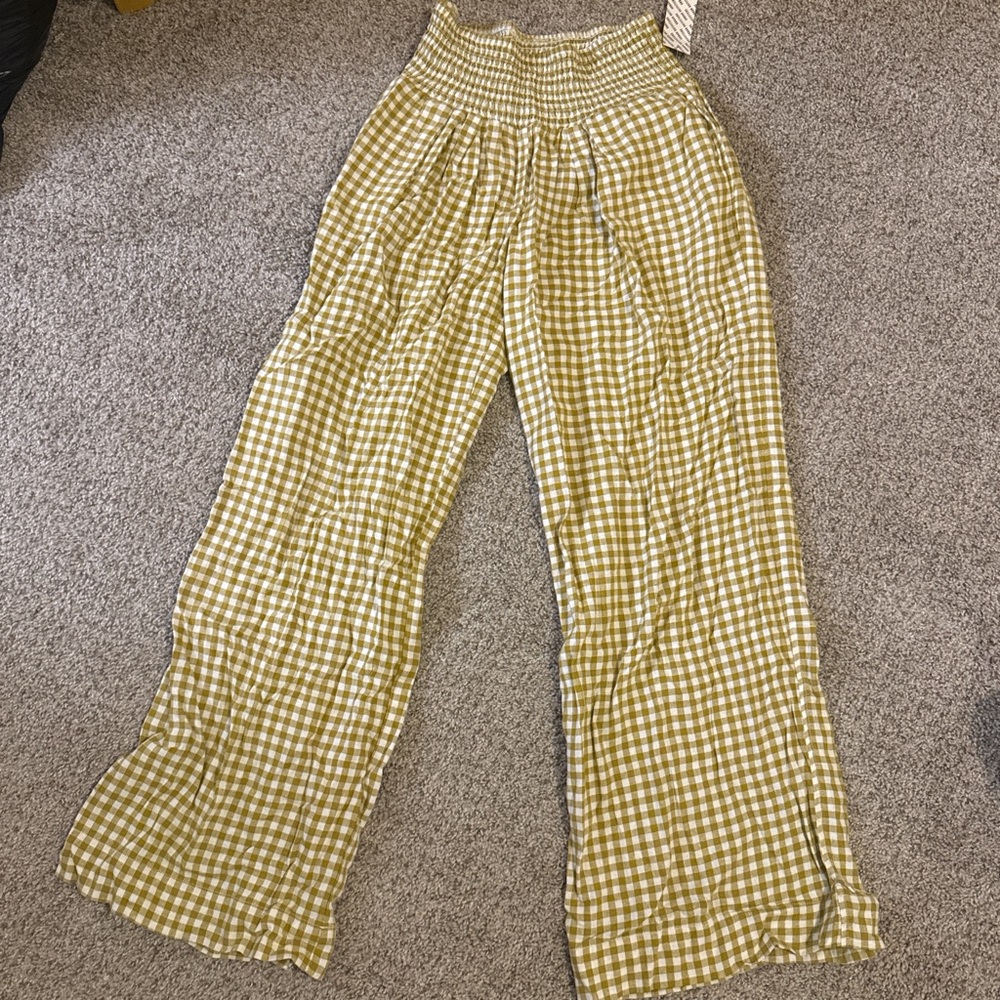 Kimchi Blue green and Cream Gingham Pants